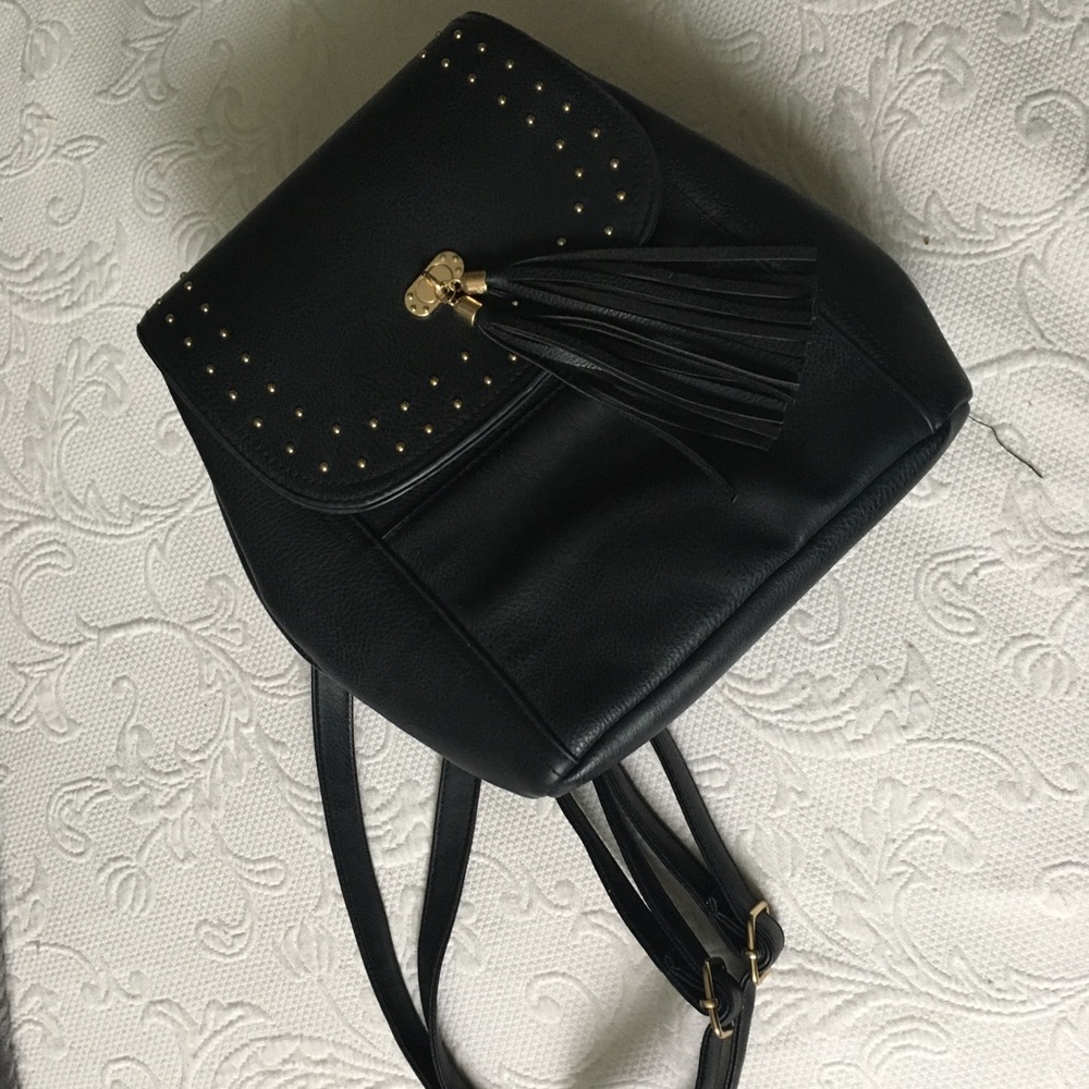 Black Tassel Back Pack Purse
